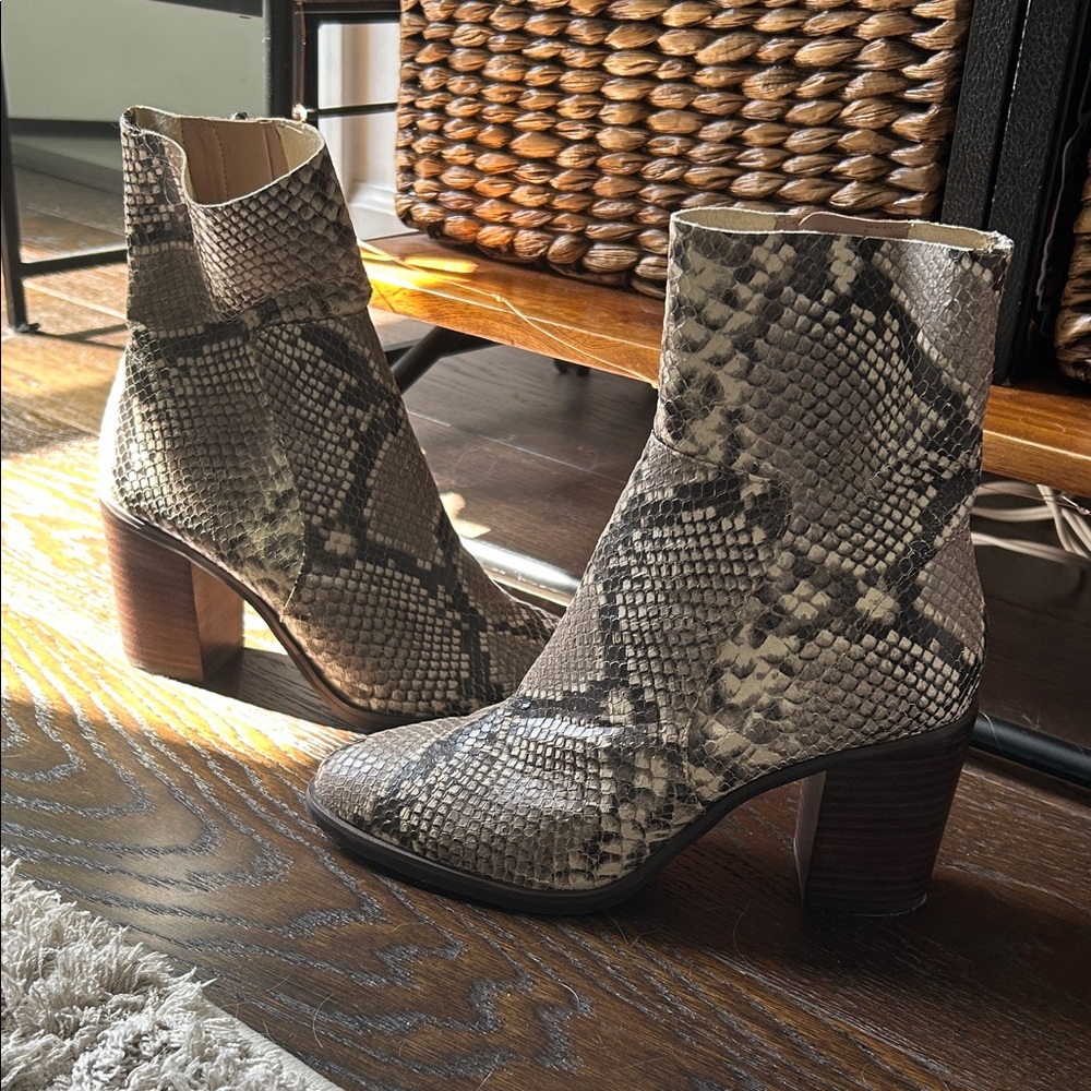 Steve Madden Gray Snakeskin Ankle Boots